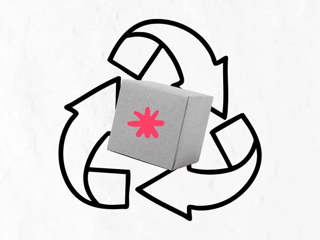 Sustainable Graphic Design_ Key Practices and Benefits-1 a paper packaging box inside a recycle and reuse symbol