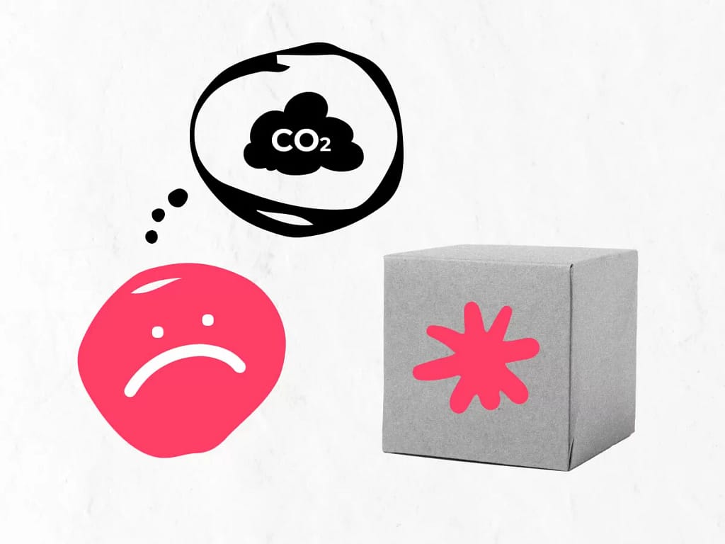 Sustainable Graphic Design_ Key Practices and Benefits-4 A customer looking at a branded packaging box and wondering how much CO2 was produced