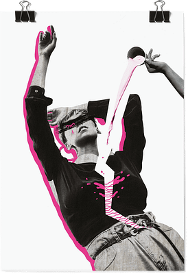 Chimu-poster-design-cottonfioc-festival-crepe A collage styled poster of a girl broken in two and a hand pouring something inside her