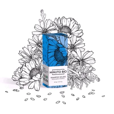 Minuto Bio - Organic Solid Shampoo Brand Identity and Marketing Strategy Minuto Bio packaging and signature ad image