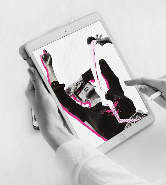 Illustrations for business Service - Packages An ipad with an illustration on it