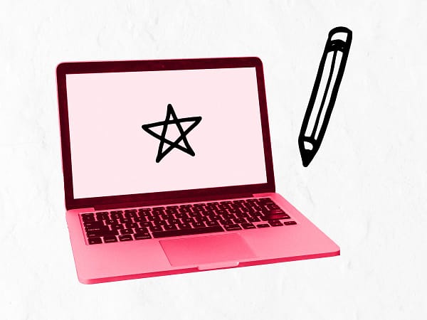 Visual+Identity+Design_+Key+Elements+and+Best+Practices A laptop with a star on it and a doodled pencil